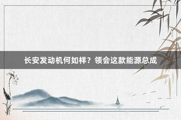 长安发动机何如样？领会这款能源总成