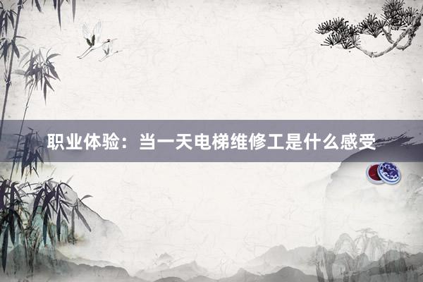 职业体验：当一天电梯维修工是什么感受
